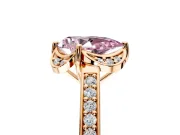 Floral Engagement Ring Setting for Fancy Pink Pear-Shaped Center with Four Accent Clusters and Prong Head in Rose Gold