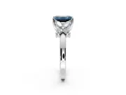 Floral Engagement Ring Setting for Fancy Blue Emerald Cut Center with Marquise Cluster Shoulders and Prong Head in Platinum