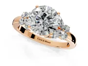 Solitaire Engagement Ring Setting for Round Cut Center with Marquise Flower Shoulders and Prong Head in Rose Gold