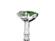 Solitaire Engagement Ring Setting for Fancy Green Pear-Shaped Center with Bamboo Band and Prong Head in Sterling Silver