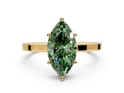 Hidden Halo Engagement Ring Setting for Fancy Green Marquise Center with Wide Flat Plain Band and Prong Head in Yellow Gold