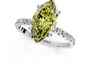 Solitaire Engagement Ring Setting for Fancy Yellow Marquise Center with Fine Pave Narrow Band and Prong Head in White Gold
