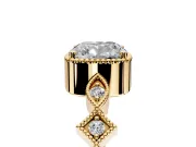 Milgrain Bezel Engagement Ring Setting for Cushion Cut Center with Marquise Stations and Bezel Head in Yellow Gold