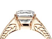 Split Shank Engagement Ring Setting for Asscher Cut Center with Pave Split Shank and Prong Head in Rose Gold