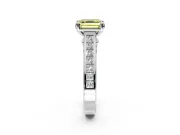 Solitaire Engagement Ring Setting for Fancy Yellow Asscher Cut Center with Channel Band and Double Claw Prong Head in Sterling Silver