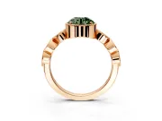 Vintage Station Engagement Ring Setting for Fancy Green Round Cut Center with Accents and Prong Head in Rose Gold