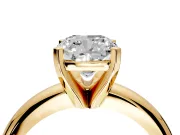 Solitaire Engagement Ring Setting for Cushion Cut Center with Wire Band and Prong Head in Yellow Gold