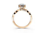 Solitaire Engagement Ring Setting for Radiant Cut Center with Narrow Twist Pave Band and Prong Head in Rose Gold