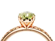 Solitaire Engagement Ring Setting for Fancy Yellow Pear-Shaped Center with XO Engraved Band and Prong Head in Rose Gold