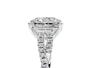 Solitaire Engagement Ring Setting for Radiant Cut Center with Twisted Pave Split Shank and Prong Head in Platinum