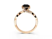 Solitaire Engagement Ring Setting for Fancy Black Radiant Cut Center with Narrow Twist Pave Band and Prong Head in Rose Gold