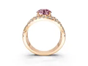 Solitaire Engagement Ring Setting for Fancy Pink Round Cut Center with Wide-Open Split Shank and Prong Head in Rose Gold