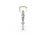 Milgrain Bezel Engagement Ring Setting for Fancy Yellow Asscher Cut Center with Marquise Stations and Bezel Head in Sterling Silver