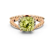 Halo Engagement Ring Setting for Fancy Yellow Cushion Cut Center with Rope Twist Split Shank and Prong Head in Rose Gold