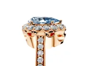 Floral Halo Engagement Ring Setting for Fancy Blue Pear-Shaped Center with Large Halo Accents and Prong Head in Rose Gold