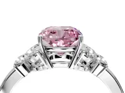 Solitaire Engagement Ring Setting for Fancy Pink Cushion Cut Center with Marquise Flower Shoulders and Prong Head in White Gold