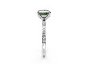 Solitaire Engagement Ring Setting for Fancy Green Princess Cut Center with Fine Pave Accents and Prong Head in White Gold