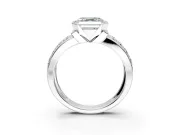 Bezel Engagement Ring Setting for Asscher Cut Center with Wide Channel-Set Band and Bezel Head in Platinum