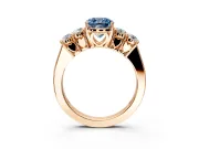 5 Stone Engagement Ring Setting for Fancy Blue Cushion Cut Center with Equal Close-Set Accents and Prong Head in Rose Gold