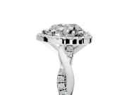Halo Engagement Ring Setting for Heart-Shaped Center with Pave and Plain Twist Band and Prong Head in Platinum