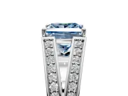 Split Shank Engagement Ring Setting for Fancy Blue Princess Cut Center with Pave Split Shank and Prong Head in Platinum