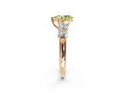 5 Stone Engagement Ring Setting for Fancy Yellow Pear-Shaped Center with Graduated Accents and Prong Head in Rose Gold