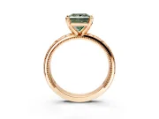 Solitaire Engagement Ring Setting for Fancy Green Princess Cut Center with Scrollwork Band and Prong Head in Rose Gold