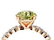 Solitaire Engagement Ring Setting for Fancy Yellow Round Cut Center with Alternating Size Accents and Prong Head in Rose Gold