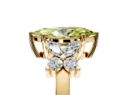 Floral Engagement Ring Setting for Fancy Yellow Marquise Center with Marquise Cluster Shoulders and Prong Head in Yellow Gold