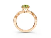 Crossover Engagement Ring Setting for Fancy Yellow Round Cut Center with Pave and Plain Strands and Prong Head in Rose Gold