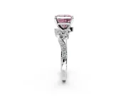 Solitaire Engagement Ring Setting for Fancy Pink Princess Cut Center with Marquise Accent Twist Band and Prong Head in Platinum