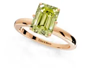 Solitaire Engagement Ring Setting for Fancy Yellow Emerald Cut Center with Plain Band and Tulip Prong Head in Rose Gold
