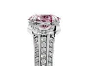 Solitaire Engagement Ring Setting for Fancy Pink Oval Center with Accented Split Shank and Prong Head in Platinum