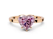 Hidden Halo Engagement Ring Setting for Fancy Pink Heart-Shaped Center with Wide Flat Plain Band and Prong Head in Rose Gold
