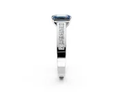 Solitaire Engagement Ring Setting for Fancy Blue Emerald Cut Center with Princess Cut Channel Band and Prong Head in Sterling Silver