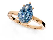 Hidden Halo Engagement Ring Setting for Fancy Blue Pear-Shaped Center with Wide Flat Plain Band and Prong Head in Rose Gold