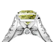 Solitaire Engagement Ring Setting for Fancy Yellow Princess Cut Center with Pave Cathedral Shoulders and Prong Head in Sterling Silver