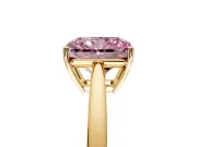 Solitaire Engagement Ring Setting for Fancy Pink Radiant Cut Center with Open Cathedral Shoulders and Prong Head in Yellow Gold