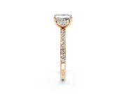 Solitaire Engagement Ring Setting for Princess Cut Center with Fine Pave Band and Prong Head in Rose Gold