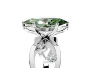 Solitaire Engagement Ring Setting for Fancy Green Marquise Center with Criss-Cross Accent Band and Prong Head in Sterling Silver