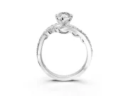 Solitaire Engagement Ring Setting for Marquise Center with Pave Bypass Twist Band and Prong Head in White Gold