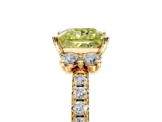 Paired Accent Engagement Ring Setting for Fancy Yellow Princess Cut Center with Pave Band and Prong Head in Yellow Gold