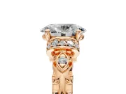 Solitaire Engagement Ring Setting for Oval Center with Filigree Band and Prong Head in Rose Gold