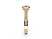 Solitaire Engagement Ring Setting for Asscher Cut Center with Channel Band and Double Claw Prong Head in Yellow Gold