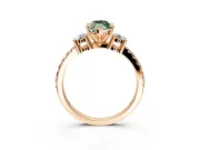 3 Stone Engagement Ring Setting for Fancy Green Marquise Center with Round Cut Side Accents and Prong Head in Rose Gold