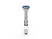 Solitaire Engagement Ring Setting for Fancy Blue Asscher Cut Center with Channel Band and Double Claw Prong Head in Platinum