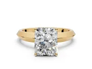Solitaire Engagement Ring Setting for Radiant Cut Center with Wide Knife Ridge Band and Prong Head in Yellow Gold