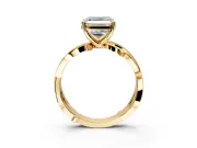 Solitaire Engagement Ring Setting for Asscher Cut Center with Pave and Plain Crossover Band and Prong Head in Yellow Gold