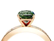Solitaire Engagement Ring Setting for Fancy Green Radiant Cut Center with Channel Baguette Band and Prong Head in Rose Gold