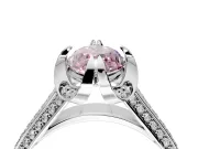 Solitaire Engagement Ring Setting for Fancy Pink Marquise Center with Accented Split Shank and Prong Head in Platinum